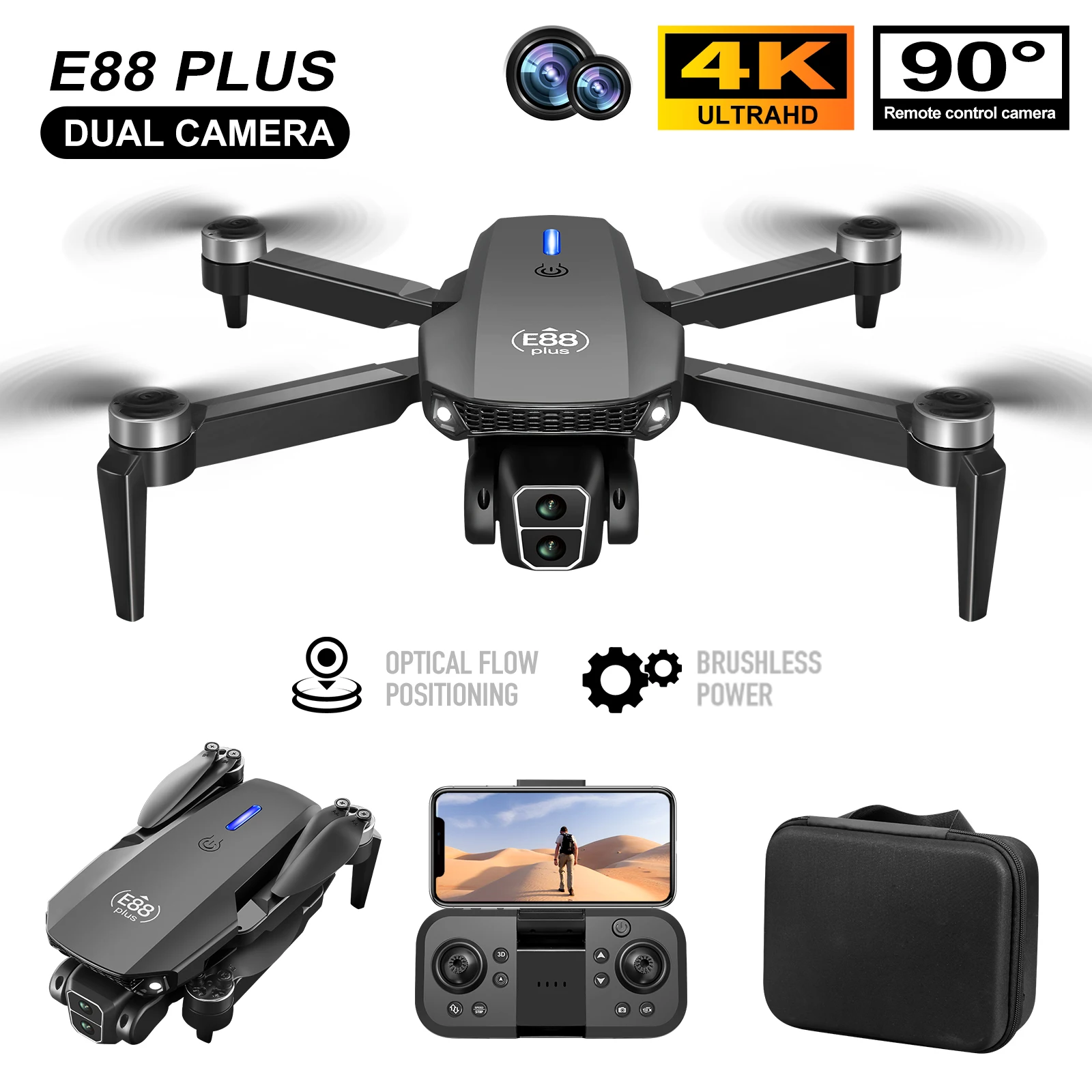 Nowy dron E88 Plus Quadcopter: – Drone Camera 4K recenzja i cena